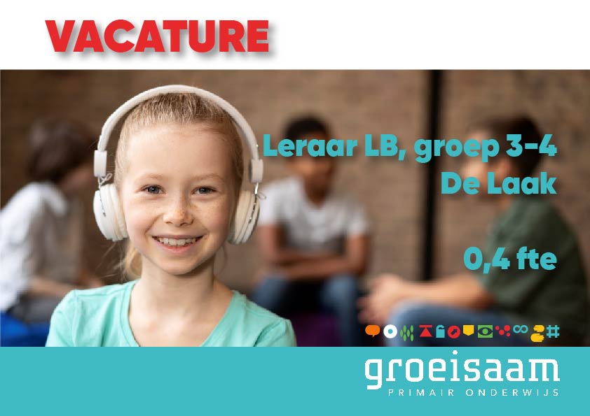 Leraar LB, groep 3-4 De Laak (0,4 fte)