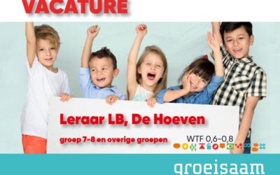 Leraar LB De Hoeven, 1 dag groep 7/8, rest overige groepen (0,6-0,8 fte)